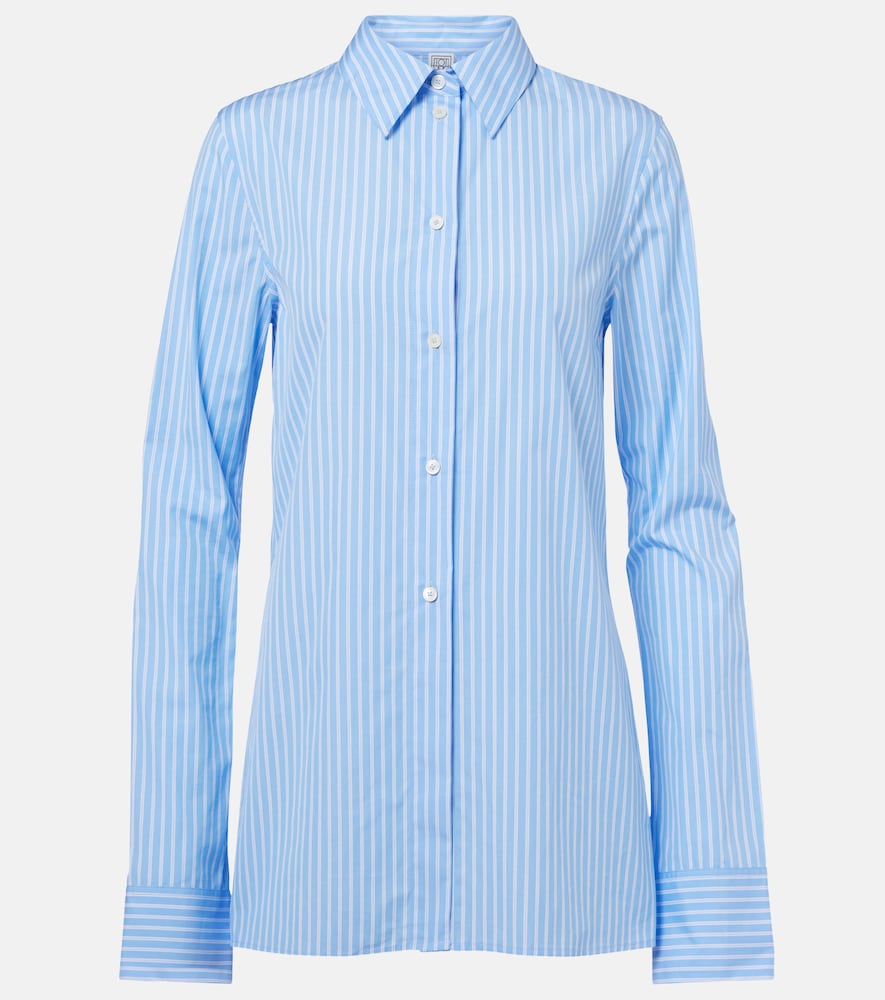 Toteme Women's Blue Striped Cotton Poplin Shirt UK Size 10 - Mytheresa