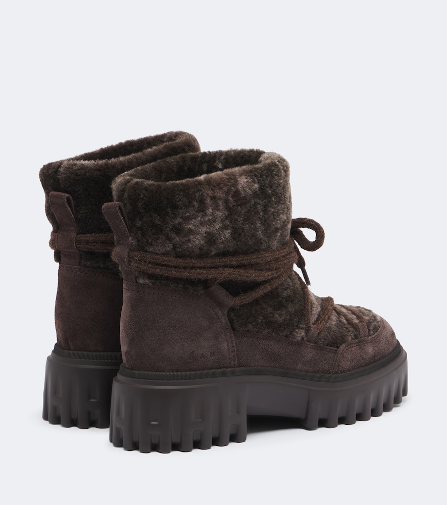 Hogan H700 Shearling Platform Ankle Boots