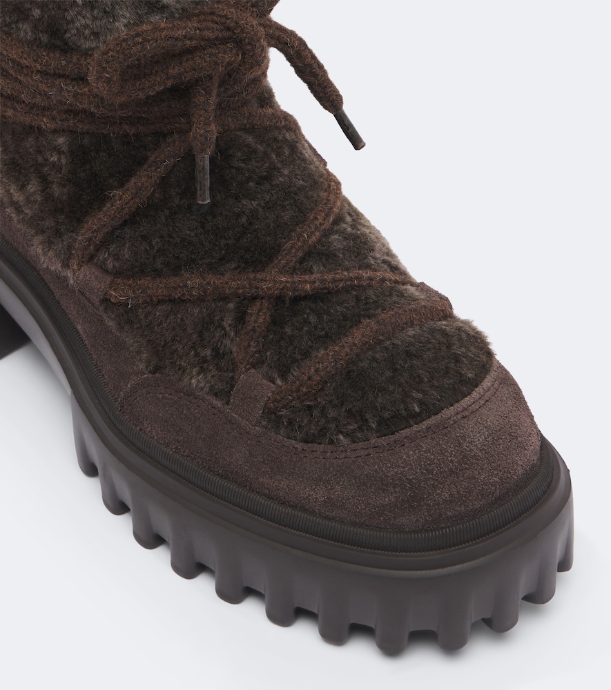Hogan H700 Shearling Platform Ankle Boots