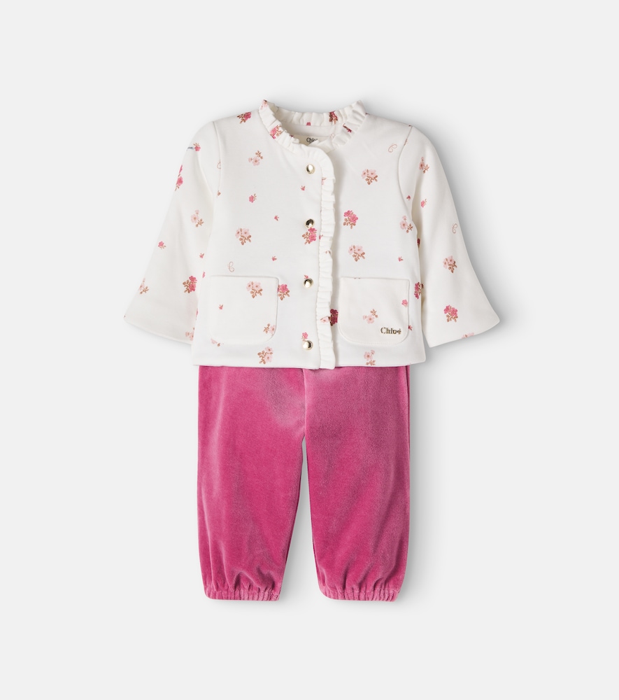 Chloé Kids Baby – Set cardigan e pantaloni in cotone