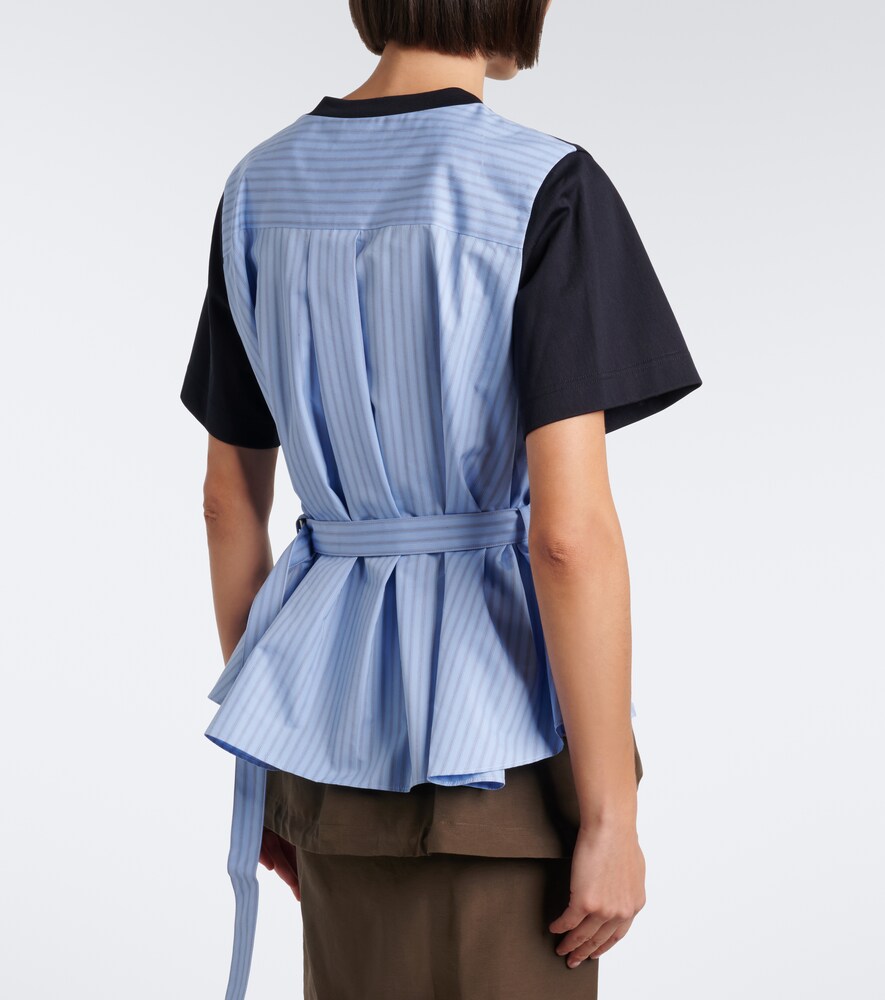 Layered Cotton Jersey And Poplin Top
