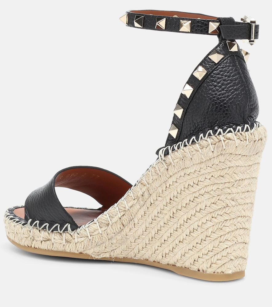  Valentino Garavani Valentino Garavani Rockstud Leather Wedge Espadrilles 