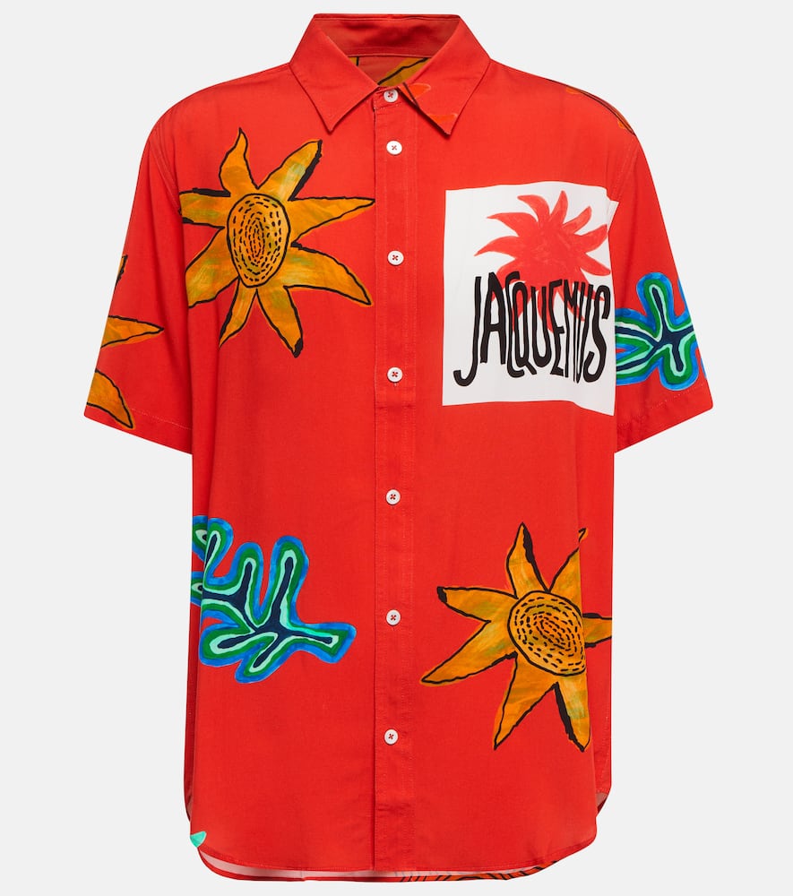 Shop Jacquemus La Chemise Melo Printed Bowling Shirt In Prnt Red Artsy