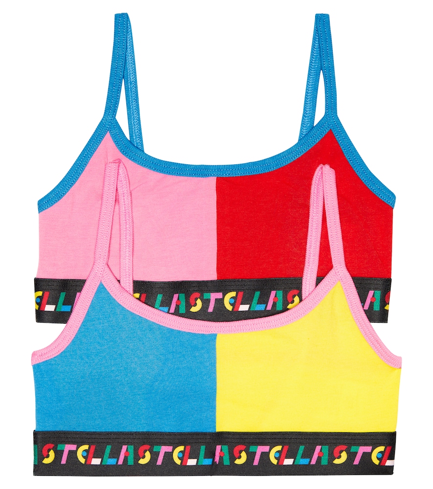 Stella Mccartney Kids' Set Of 2 Cotton-blend Jersey Bralettes In Colourful