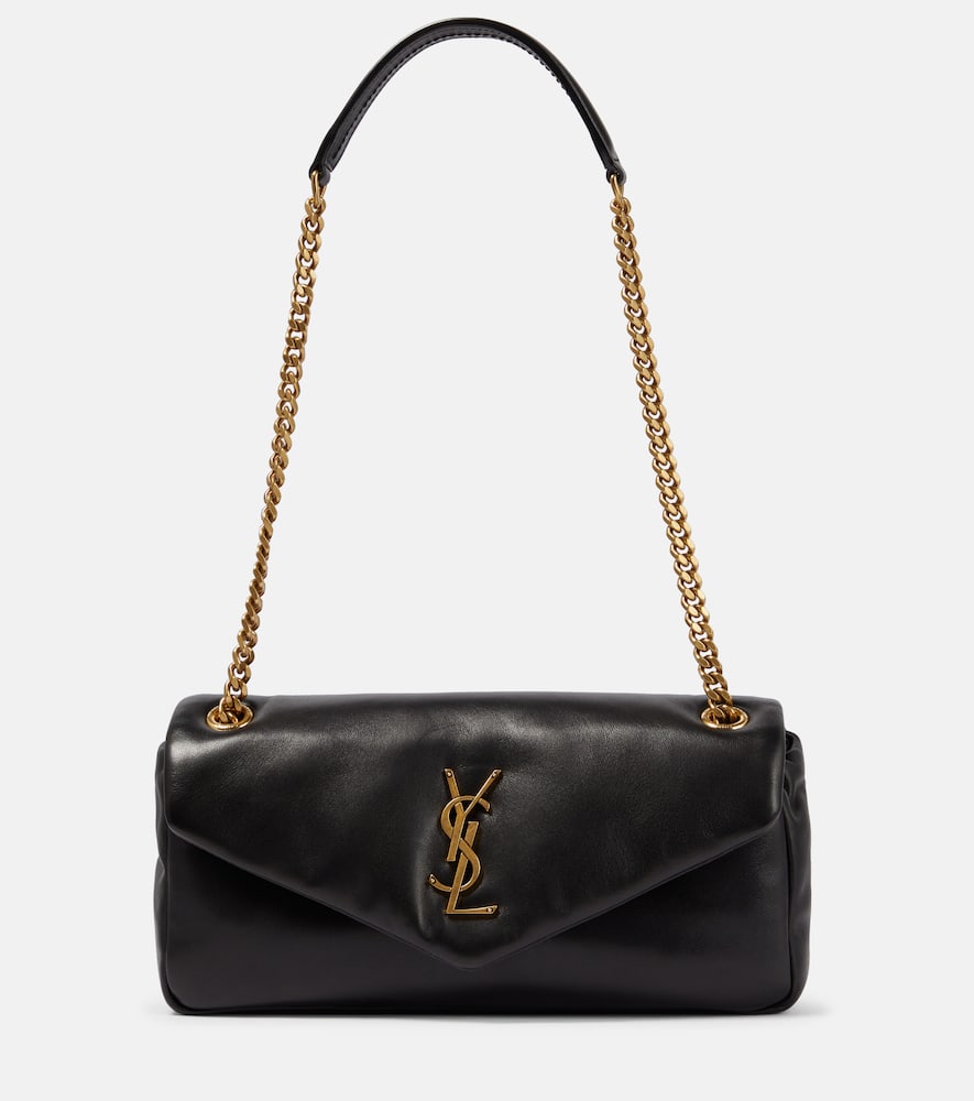 Shop Saint Laurent Calypso Leather Shoulder Bag In Black