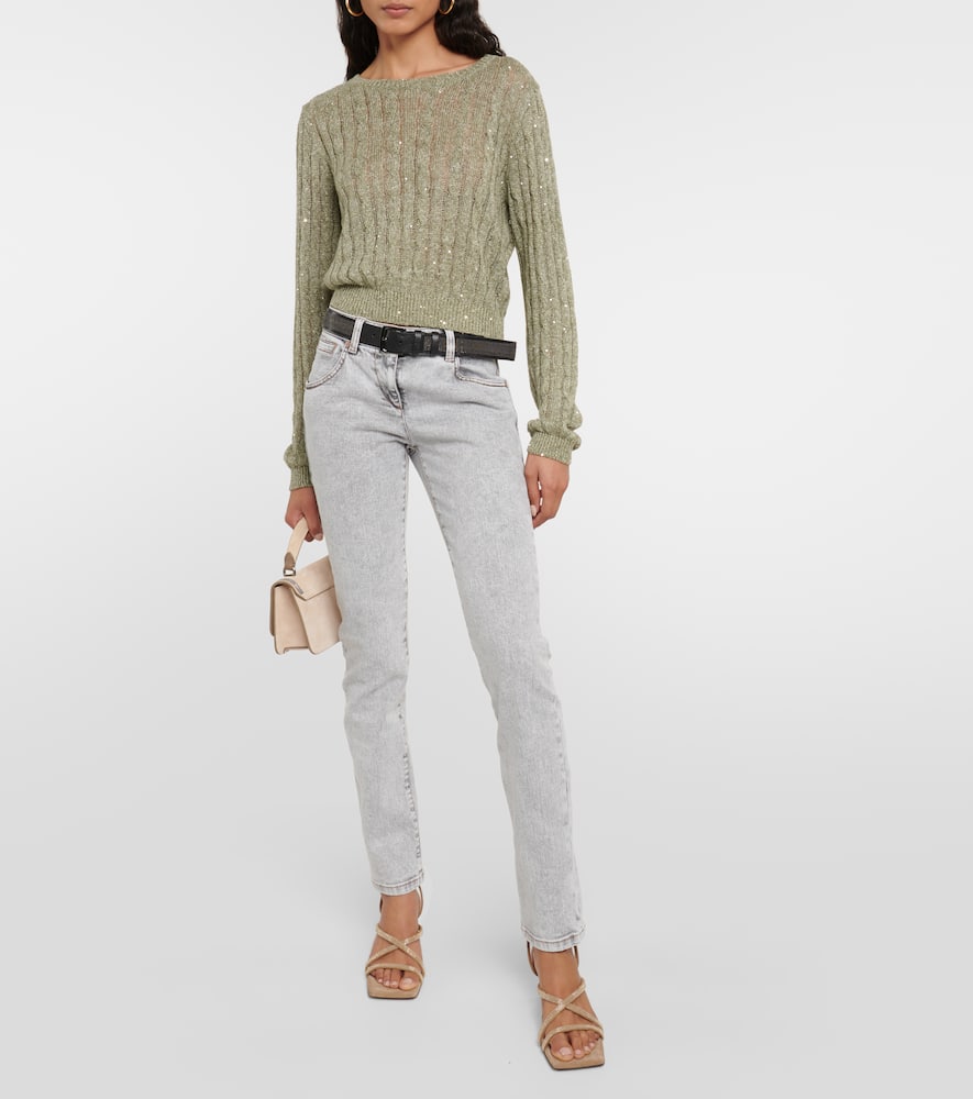 Brunello Cucinelli Low-rise Skinny Jeans In Grey