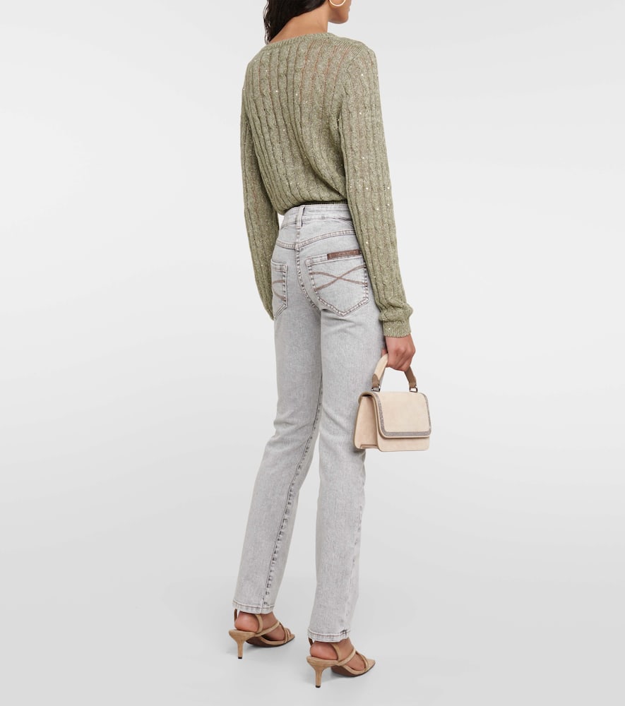 Shop Brunello Cucinelli Low-rise Skinny Jeans In Grey