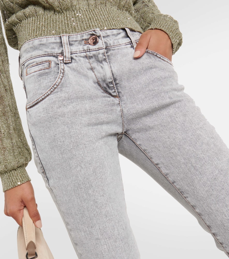 Brunello Cucinelli Low-rise Skinny Jeans In Grey