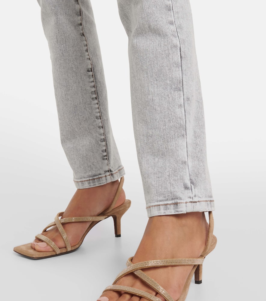 Brunello Cucinelli Low-rise Skinny Jeans In Grey