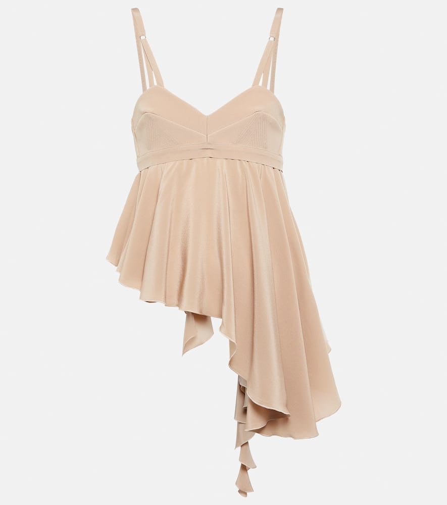 Shop Victoria Beckham Asymmetric Silk Crêpe De Chine Top In Beige