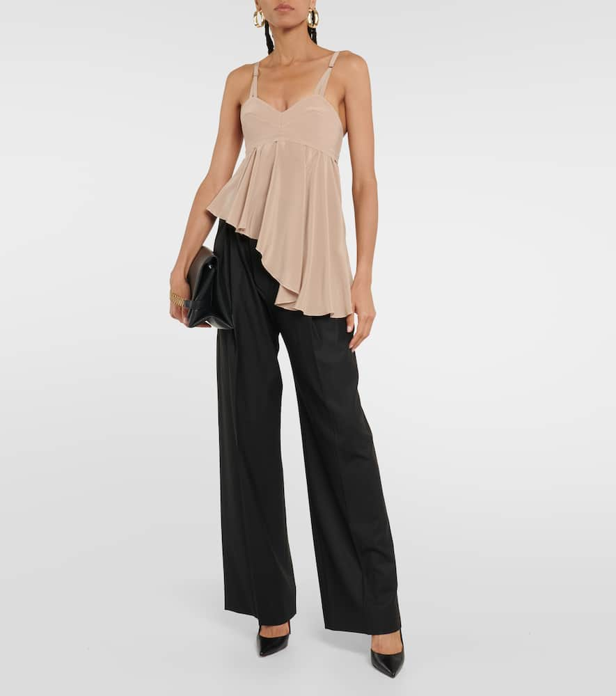 Shop Victoria Beckham Asymmetric Silk Crêpe De Chine Top In Beige