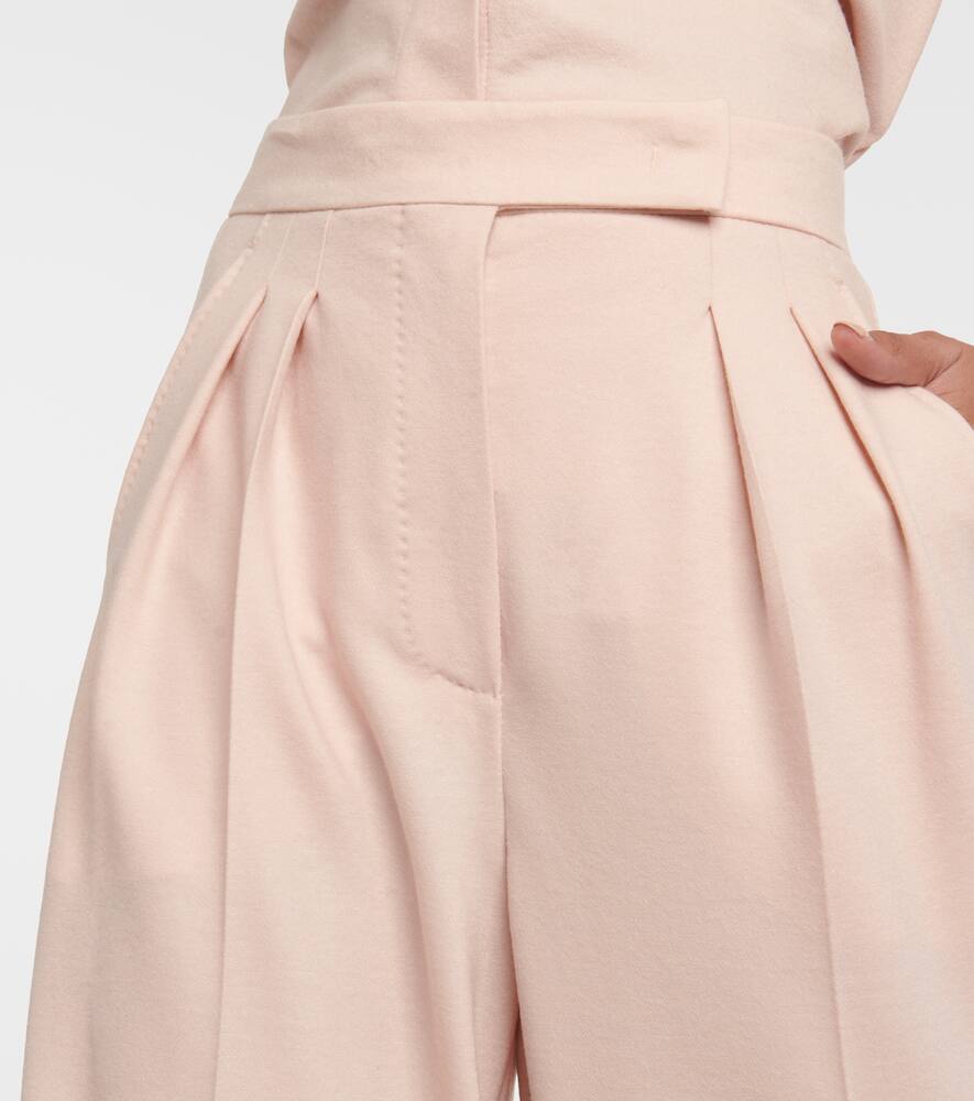 Shop Max Mara Faraday Wool Jersey Wide-leg Pants In Pink