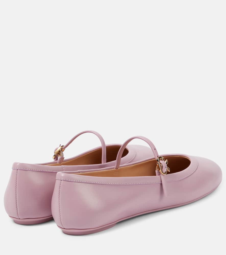 Gianvito Rossi 10mm Carla Soft Leather Ballerina Flats In Pink