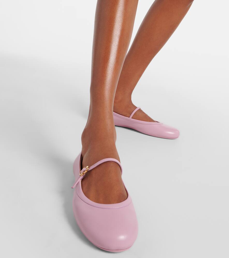 Gianvito Rossi 10mm Carla Soft Leather Ballerina Flats In Pink