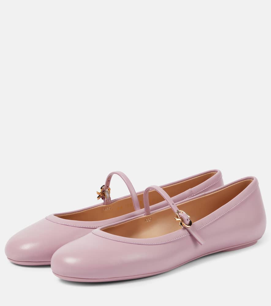 Gianvito Rossi 10mm Carla Soft Leather Ballerina Flats In Pink