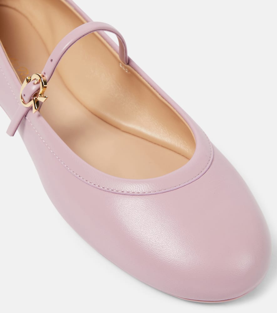 Gianvito Rossi 10mm Carla Soft Leather Ballerina Flats In Pink