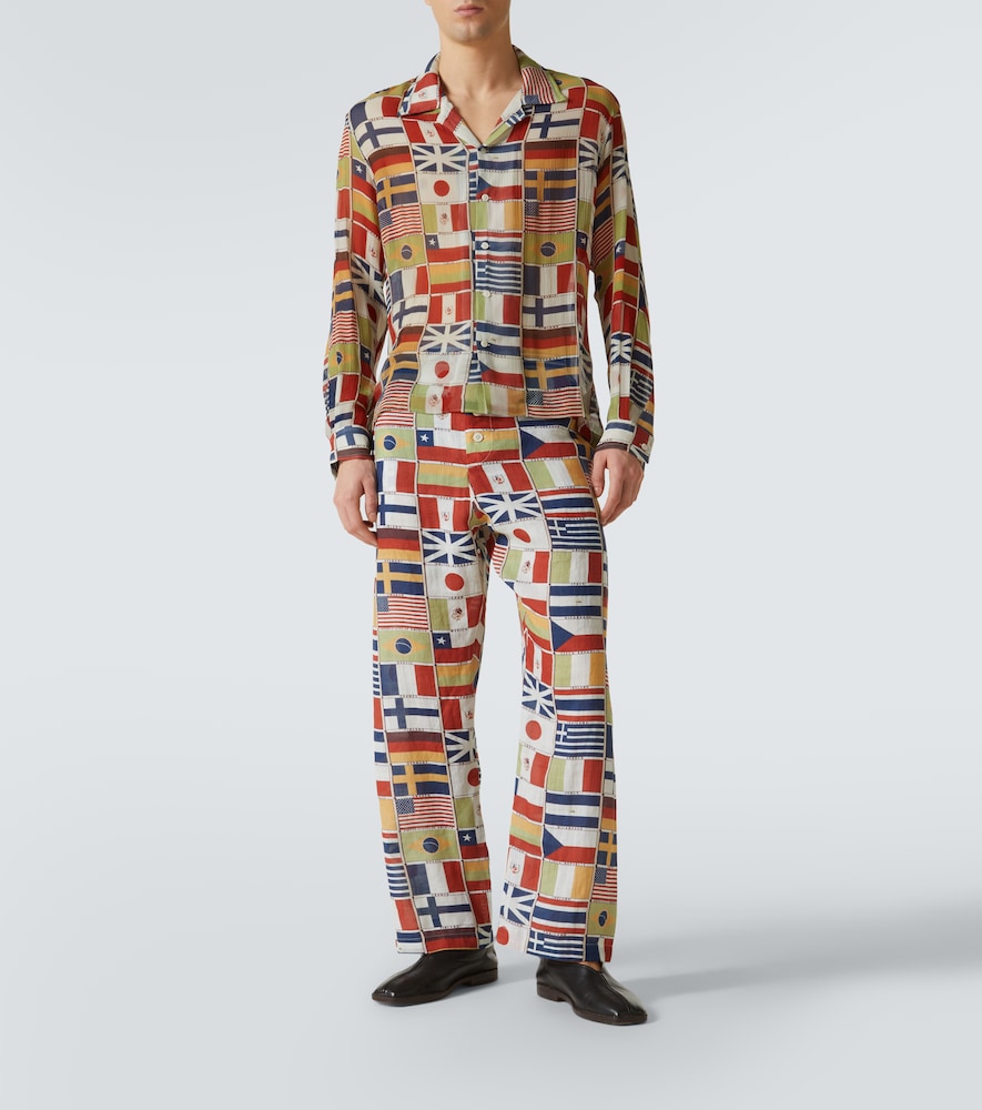 International Printed Linen Straight Pants
