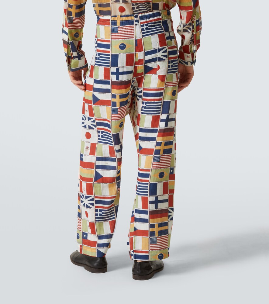 International Printed Linen Straight Pants