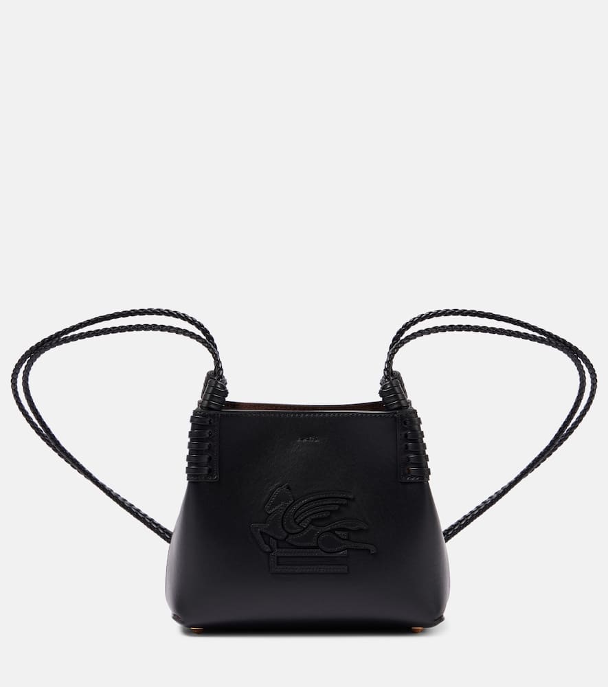 Etro Libra Pegaso Mini Leather Tote Bag In Black