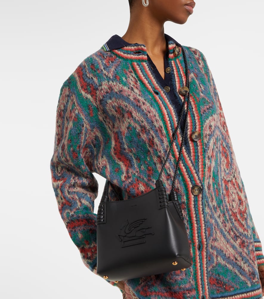 Etro Libra Pegaso Mini Leather Tote Bag In Black