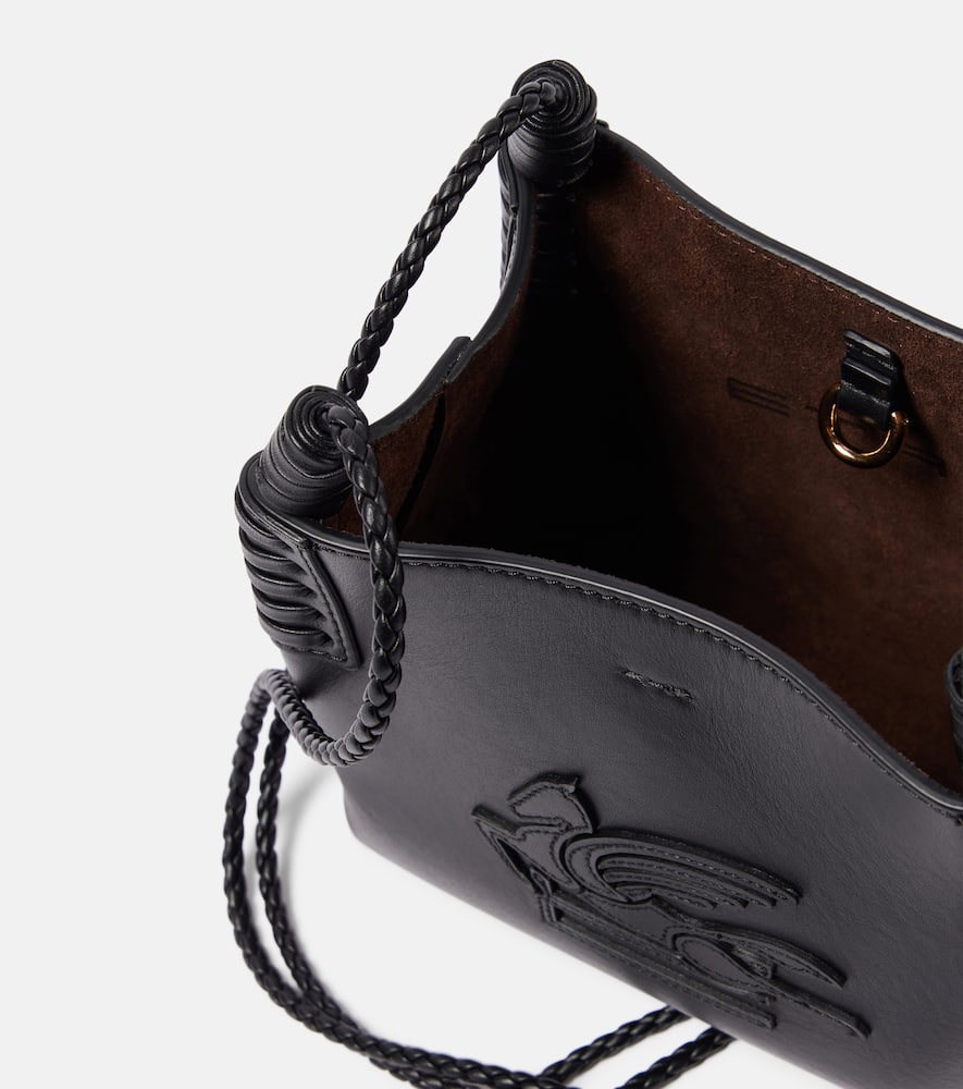 Etro Libra Pegaso Mini Leather Tote Bag In Black