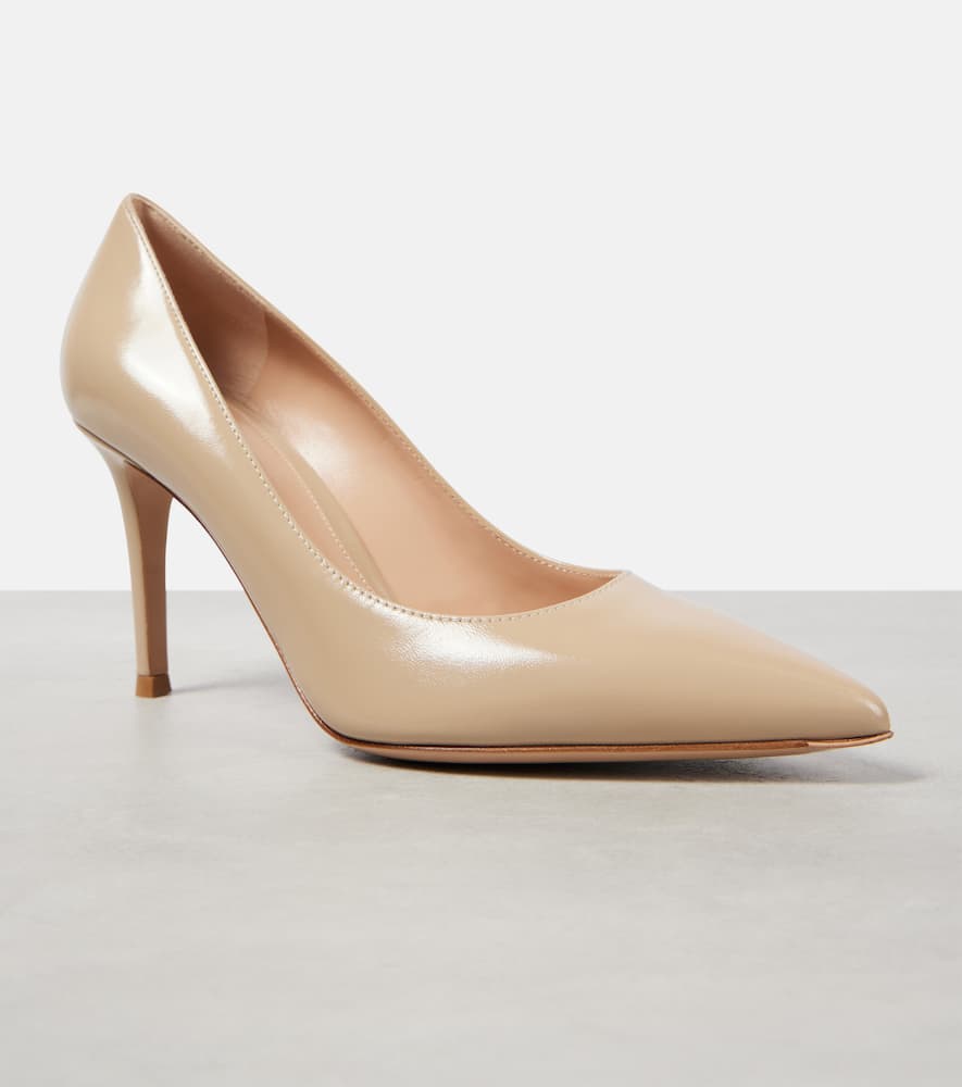 Gianvito Rossi Patent Leather Pigalle Pump Heel In Beige