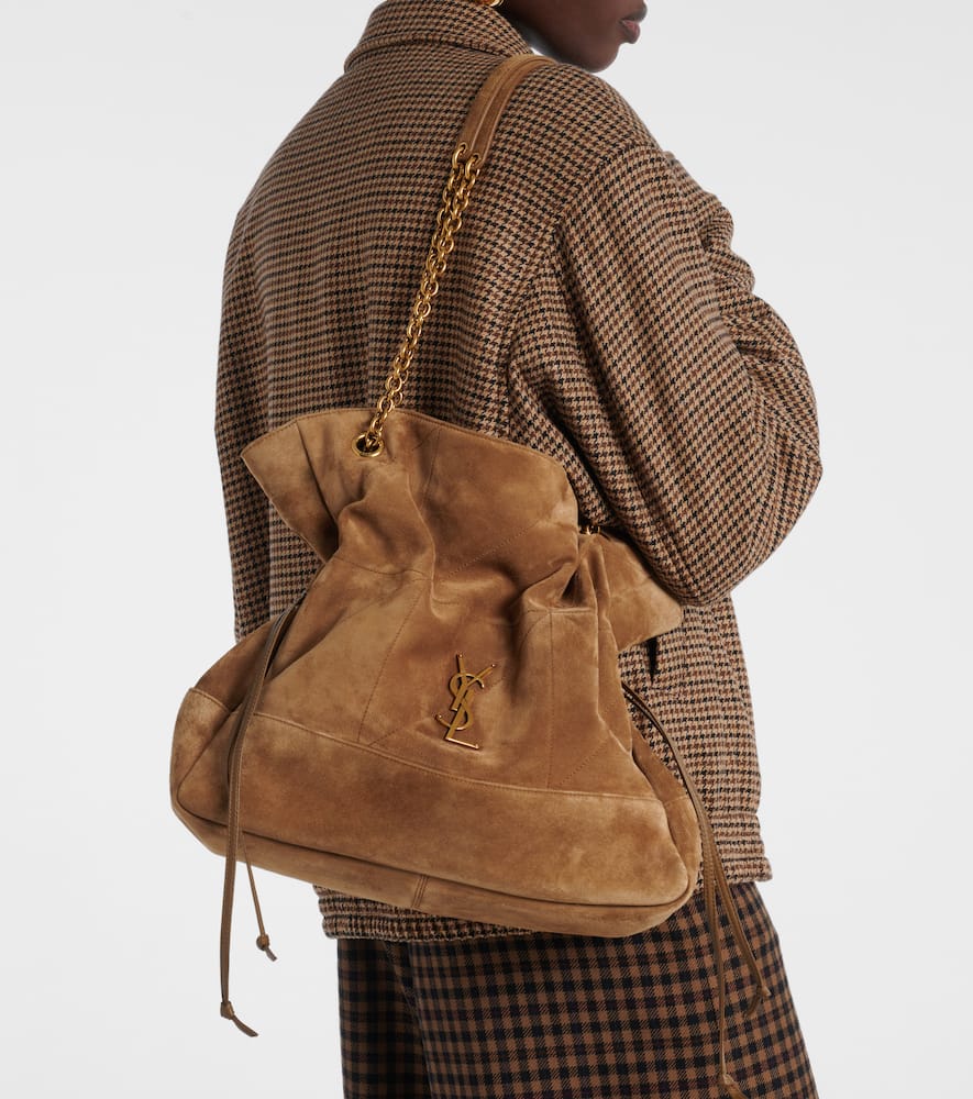 Saint Laurent Jamie Shopping Suede Tote Bag In Brown