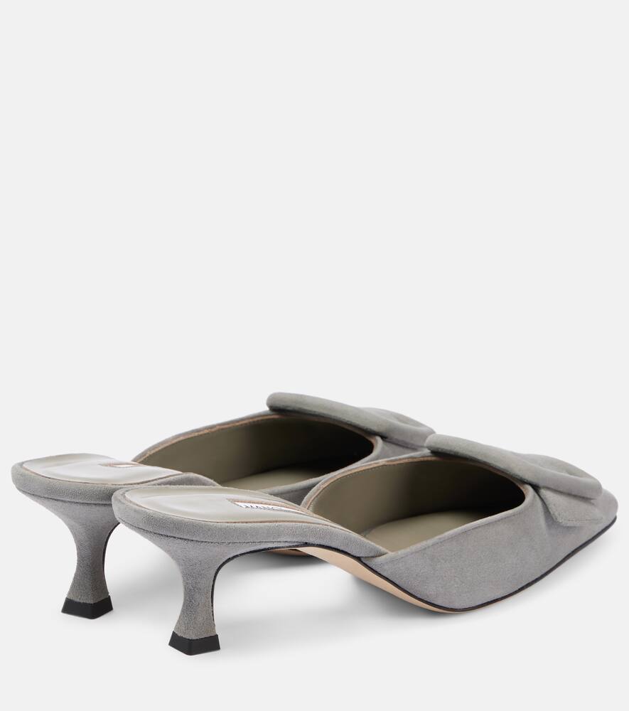 Manolo Blahnik Maysale 50 Suede Mules In Grey