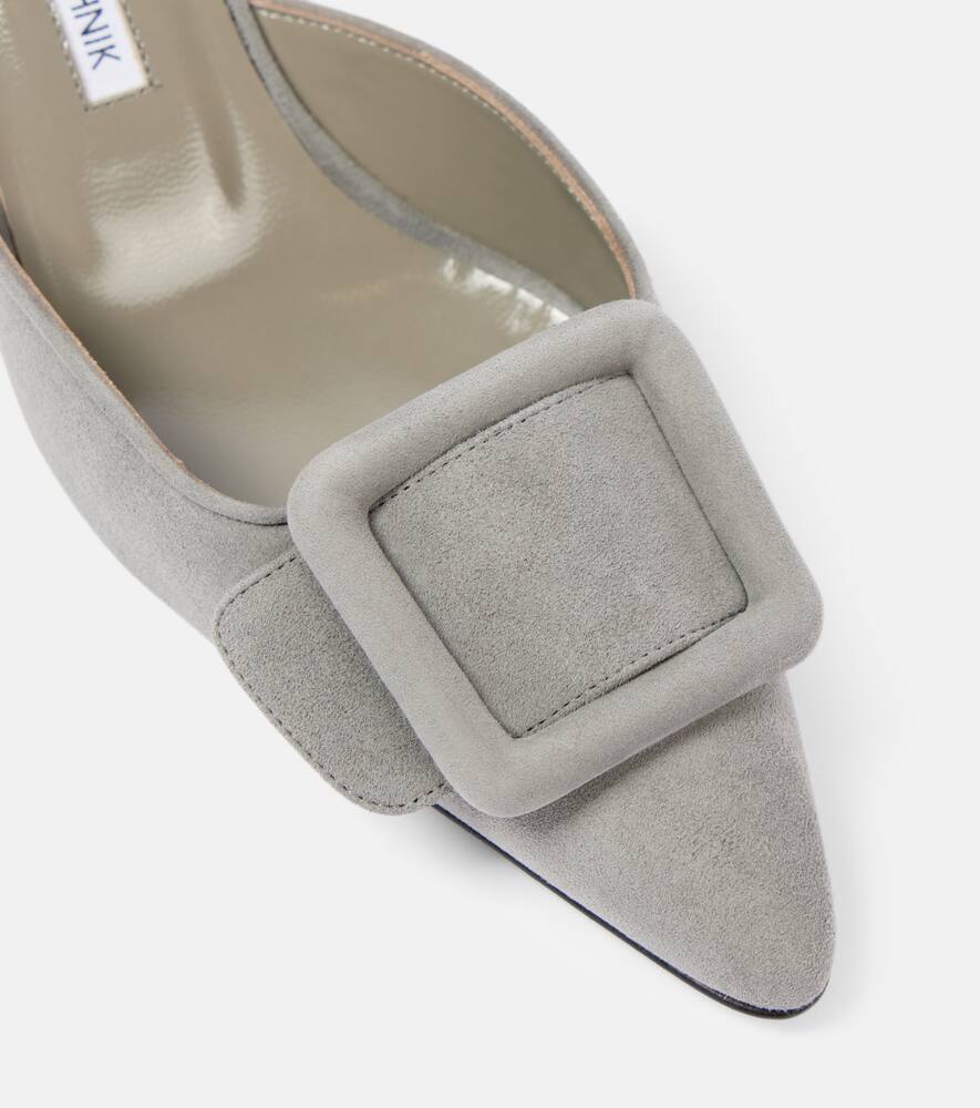 Manolo Blahnik Maysale 50 Suede Mules In Grey