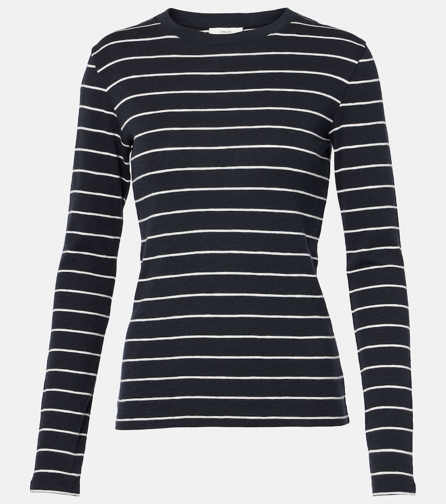 Vince Striped Cotton-blend Top In White