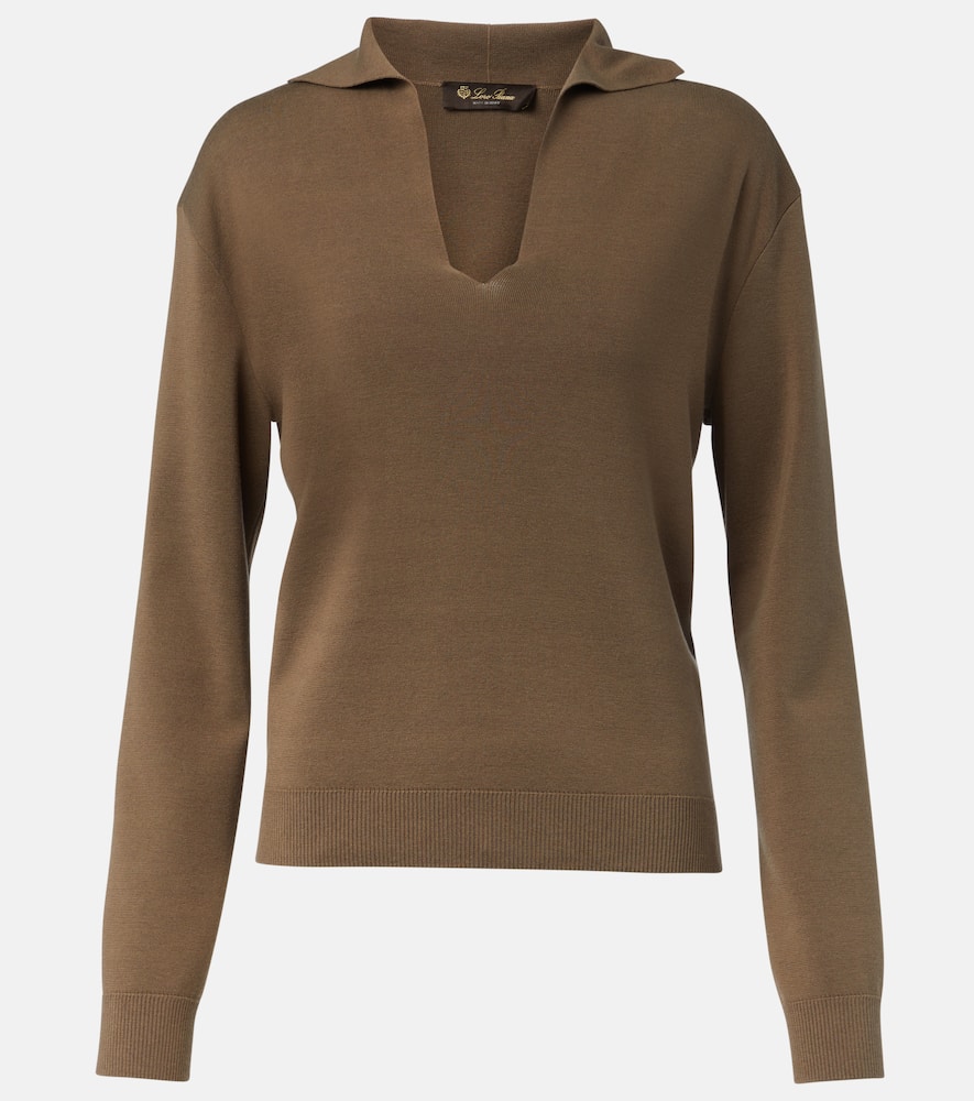 Siena silk and cotton polo sweater