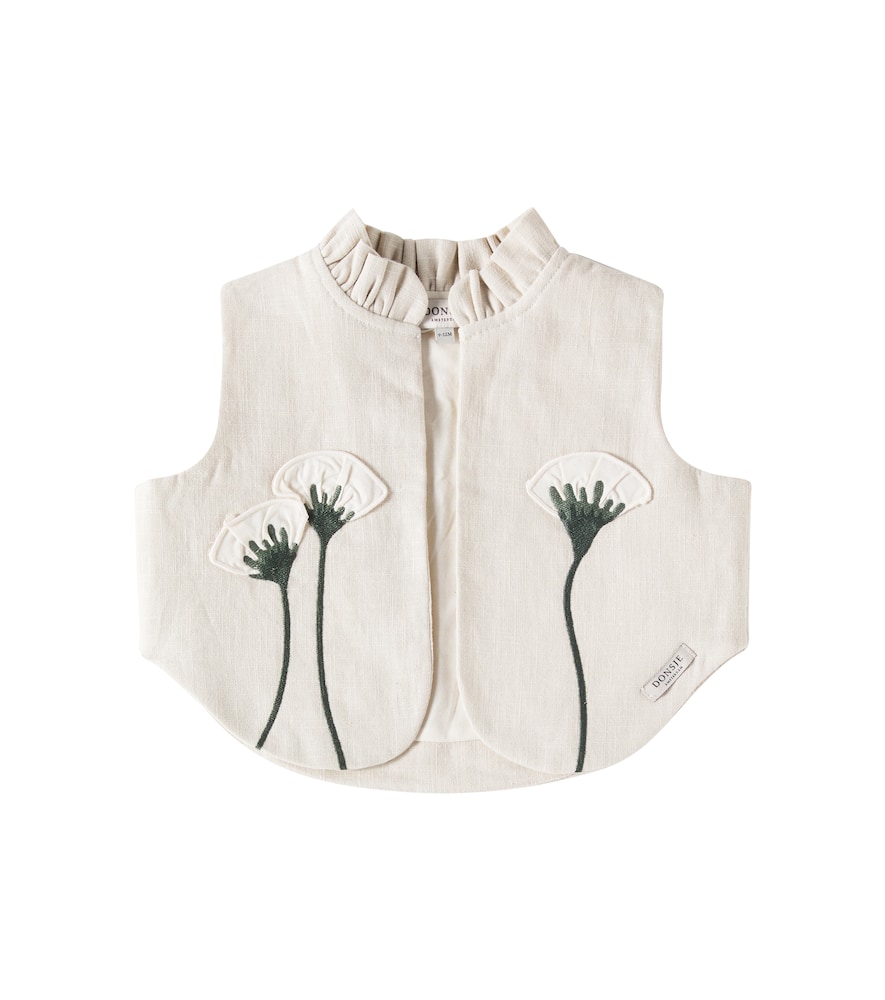 Donsje Baby Sugy Embroidered Linen Vest In Beige
