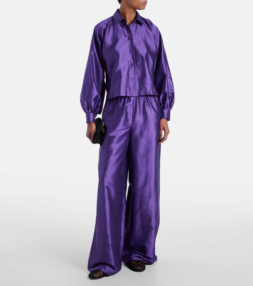 Max Mara Silk Shantung Blouse In Purple