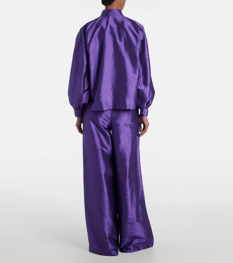Max Mara Silk Shantung Blouse In Purple