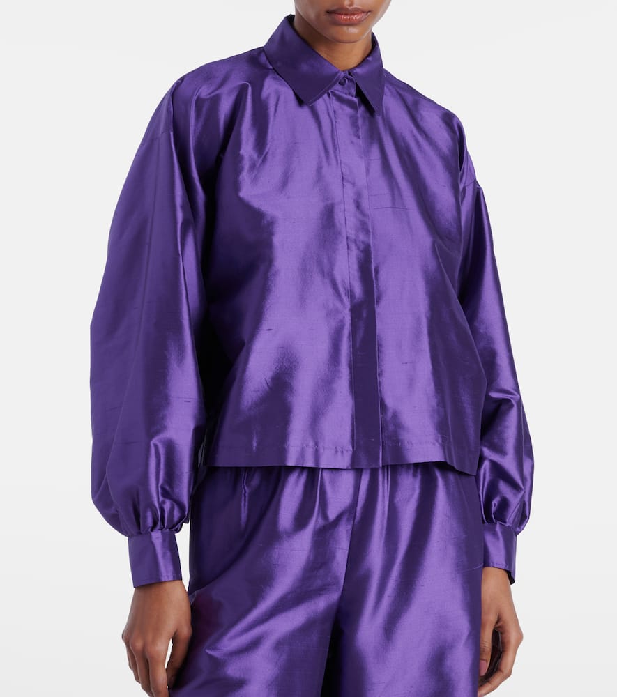 Max Mara Silk Shantung Blouse In Purple