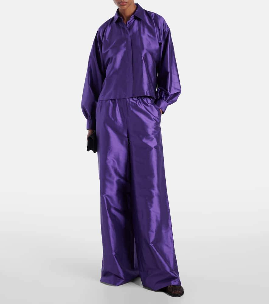 Max Mara Silk Shantung Blouse In Purple