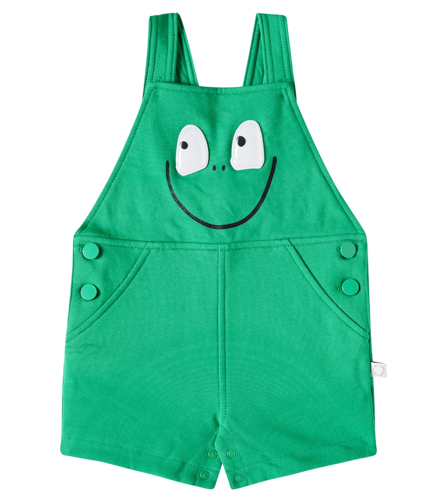 Stella Mccartney Baby Frog Cotton Jersey Playsuit In Green