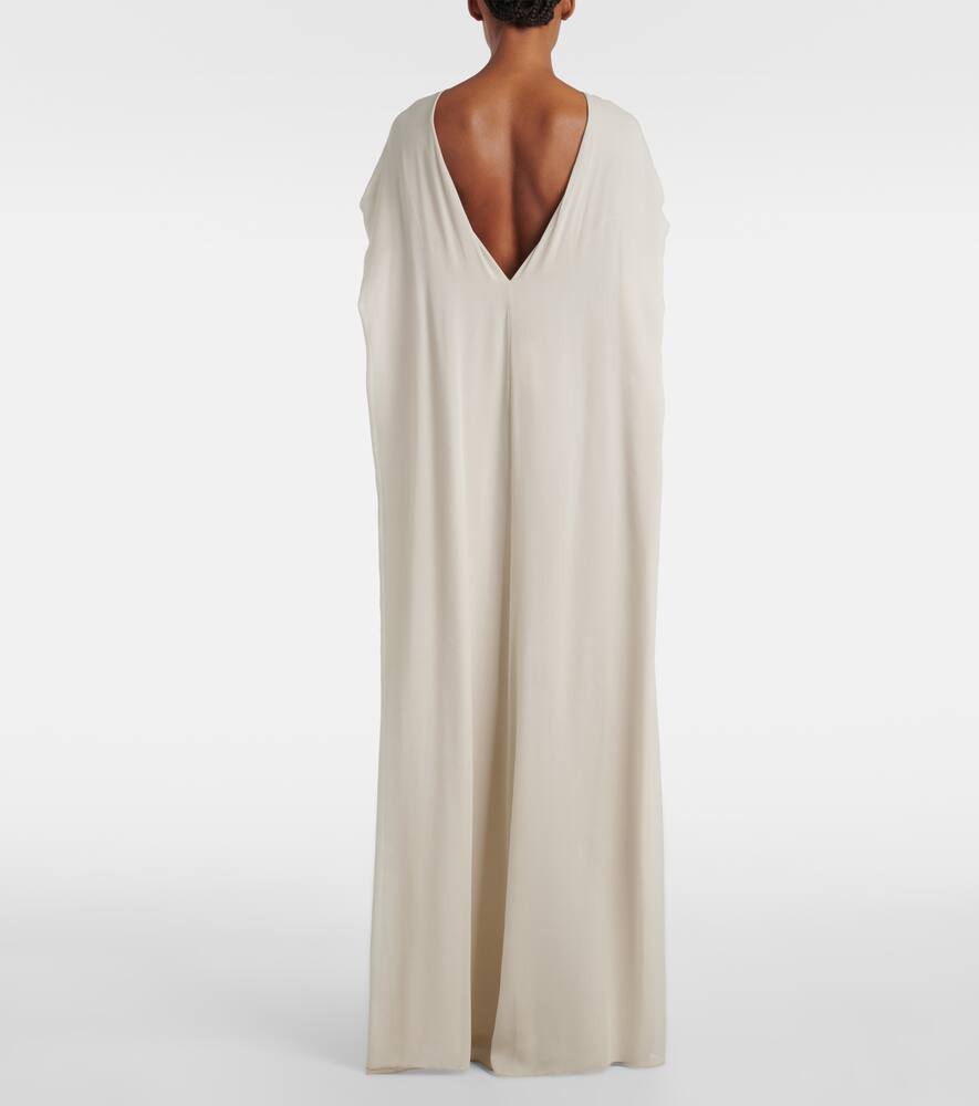 Dries Van Noten Beaded Printed Silk Georgette Gown In White