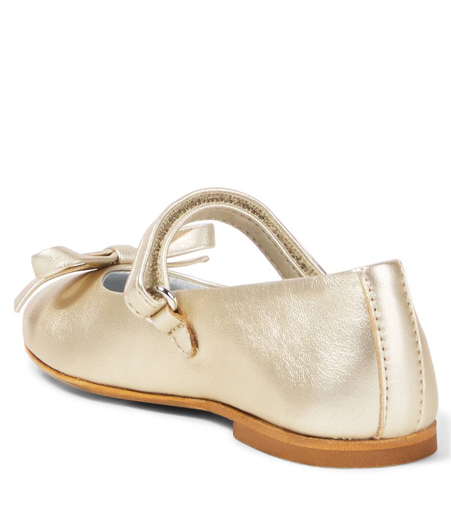 Monnalisa Metallic Leather Ballet Flats In Gold