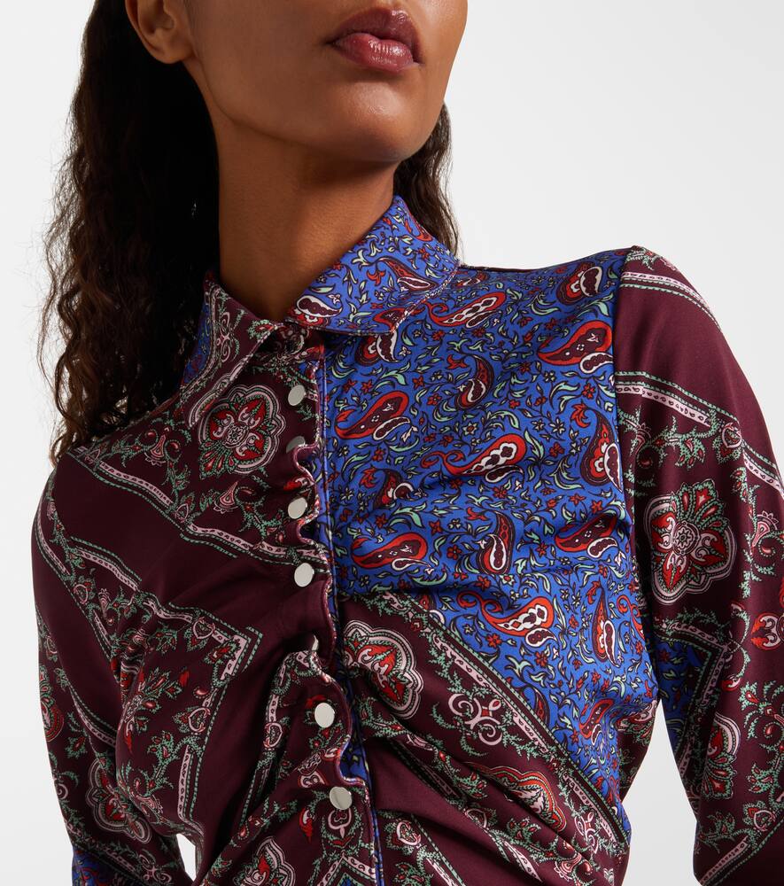 Rabanne Paisley Patchwork Ruched Button-front Shirt In Multi