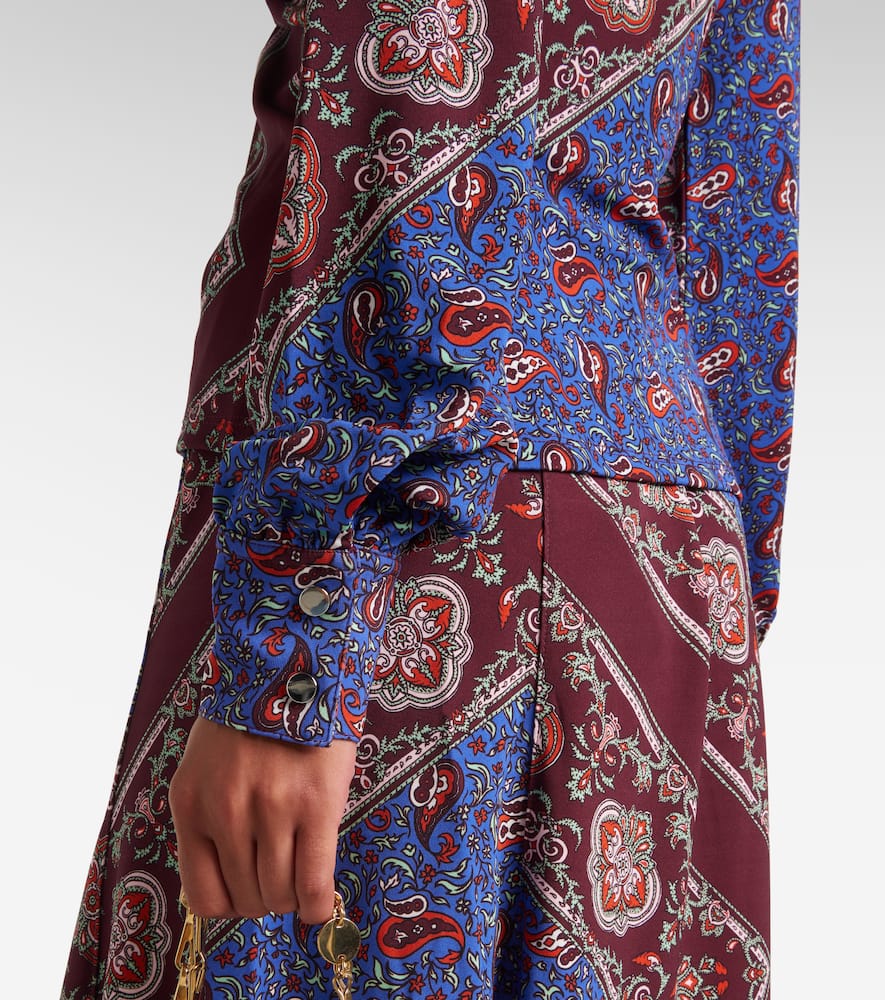 Rabanne Paisley Patchwork Ruched Button-front Shirt In Multi