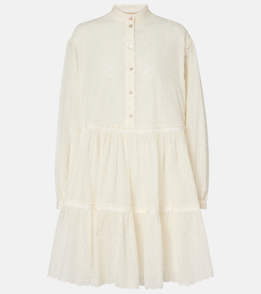 Valentino Daisy Sangallo Cotton Shirt Dress In Neutral