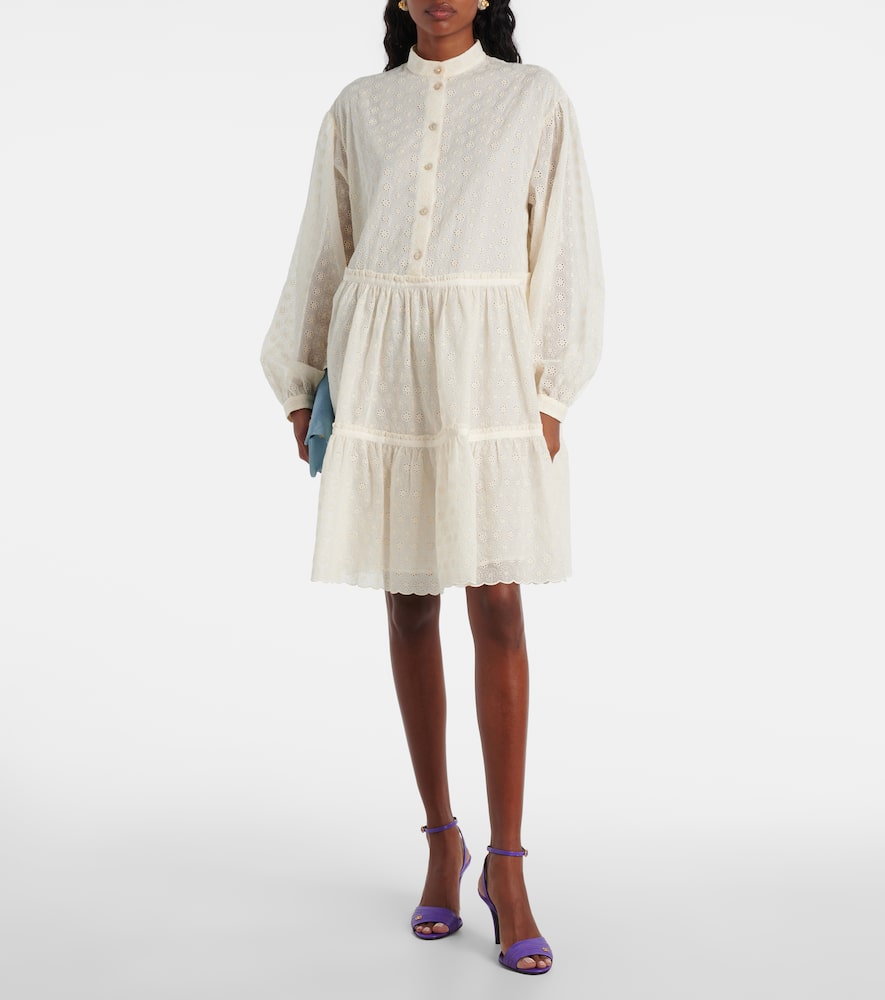 Valentino Daisy Sangallo Cotton Shirt Dress In Neutral
