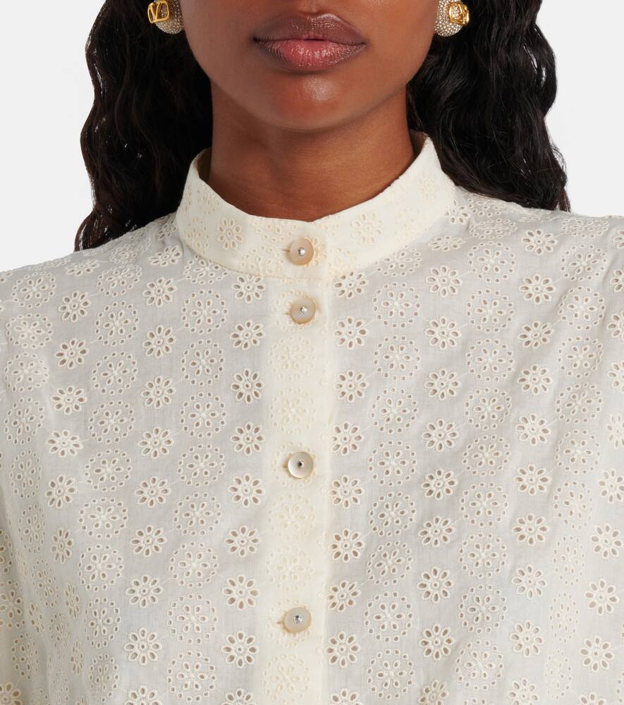 Valentino Daisy Sangallo Cotton Shirt Dress In Neutral