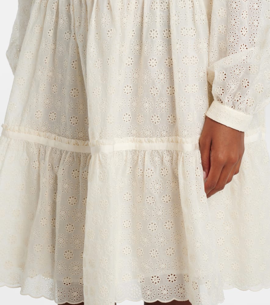 Valentino Daisy Sangallo Cotton Shirt Dress In Neutral