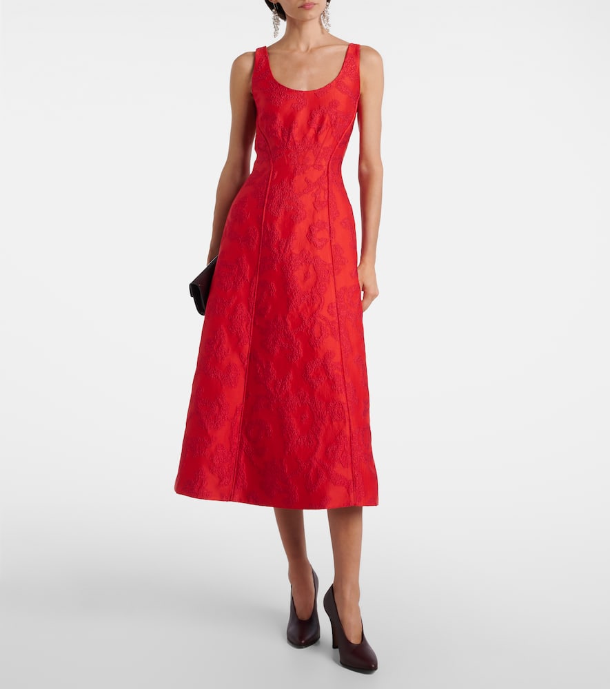 Emilia Wickstead Labrina Jacquard Bouclé Midi Dress In Red