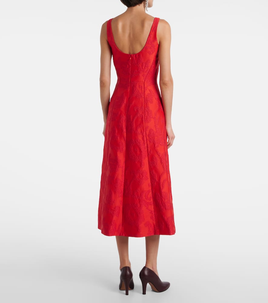 Emilia Wickstead Labrina Jacquard Bouclé Midi Dress In Red
