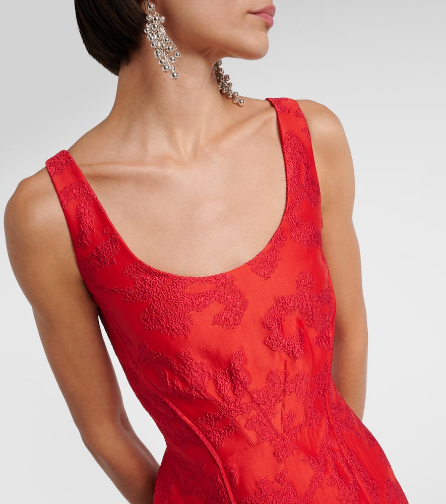 Emilia Wickstead Labrina Jacquard Bouclé Midi Dress In Red