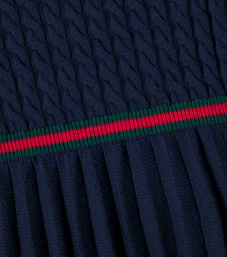  Gucci Kids Gucci Kids Webstripe Cable-knit Pleated Wool Dress 