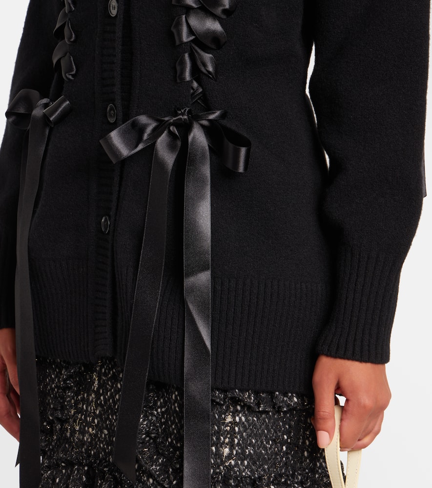 Simone Rocha Embellished Wool-blend Cardigan In Black